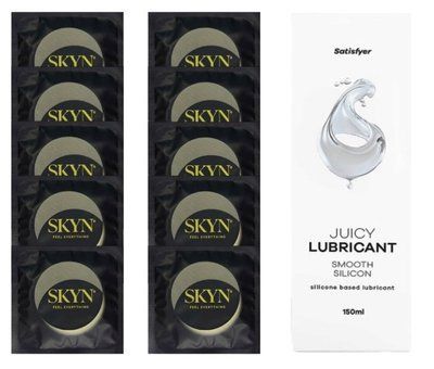 Комплект SKYN Pina Colada 10 шт. + Лубрикант Satisfyer Juicy Lubricant Smooth Silicon 150 мл SOS12538 фото
