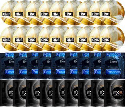 Набір 36 шт ONE ONE Banana Split + Pasante Extra Safe + EXS Black Latex SOS7521 фото