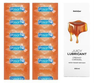 Комплект Pasante Warming 10шт. + Лубрикант Satisfyer Juicy Lubricant Creamy Caramel 300 мл SOS11586 фото