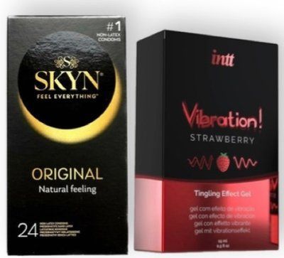 SKYN ORIGINAL 24 шт + Intt Vibration Strawberry (15 мл) SOS6872 фото