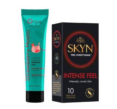 Набір : SKYN Intense Feel &mdash; 10 шт та Лубрикант Orgie Полуничний мохіто &mdash; 100 мл SOS923 фото