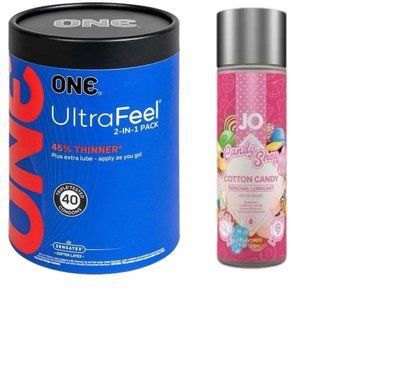 ONE UltraFeel 2-в-1. 40 шт+ Лубрикант на водній основі System JO H2O &mdash; Candy Shop &mdash; Cotton Candy (60 мл) SOS6446 фото