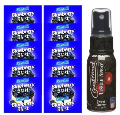 Комплект Pasante Blueberry Blast 10 шт + Doc Johnson GoodHead &ndash; Sweet Cherry (29 мл) SOS13939 фото