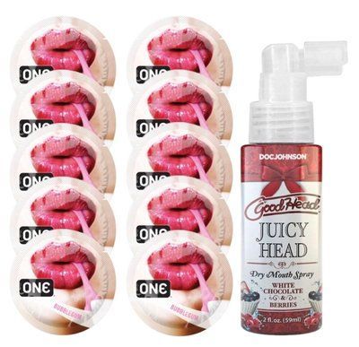 Комплект ONE Bubblegum 10 шт + Doc Johnson GoodHead Juicy Head White Chocolate & Berries (59 мл) SOS13889 фото