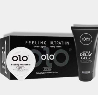 OLO 0.01 Feeling Ultrathin Black 10 шт + Пролонгатор EXS Delay Gel Ultra+ 100ml SOS5892 фото