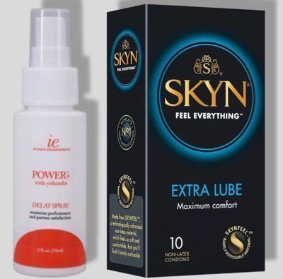 SKYN Extra Lube 10 шт + Пролонгатор Doc Johnson Power Delay Spray (59 мл) SOS5056 фото