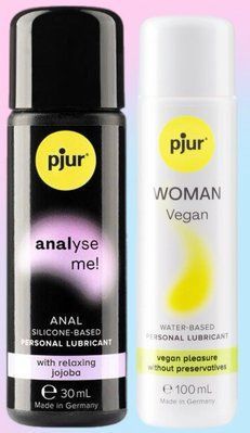 Набір лубрикантів pjur analyse me! Relaxing jojoba silicone 30 мл + pjur Woman Vegan 100 мл LB626 фото