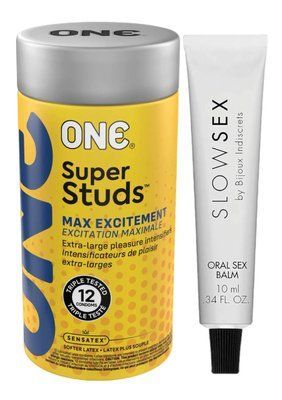 Комплект 12 шт ONE Super Studs + Стимулювальний бальзам Bijoux Indiscrets Slow Sex Oral sex balm SOS6191 фото