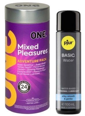 Комплект ONE Mixed Pleasures 24 шт + Pjur Basic Waterbased 100 мл SOS12989 фото