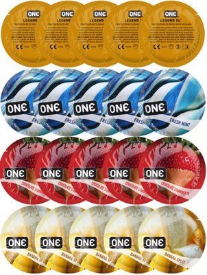 Набір з 20 шт 𝐎𝐍𝐄 𝐋𝐞𝐠𝐞𝐧𝐝 𝐗𝐋 + ONE Fresh Mint + ONE Chocolate Strawberry + ONE Banana Split SOS8217 фото