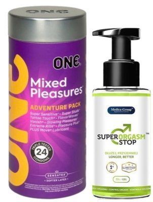 Набор из 24 шт ONE Mixed Pleasures + Пролонгатор Medica-group Super Orgasm Stop 150 мл SOS9368 фото