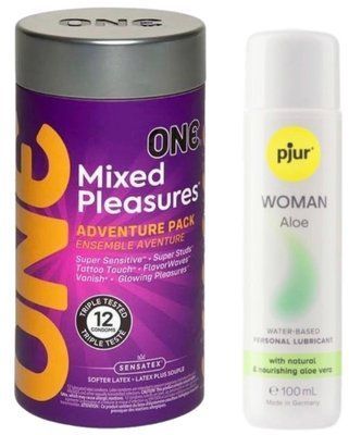 Комплект ONE Mixed Pleasures 12 шт + Pjur Woman Aloe 100 мл SOS12939 фото