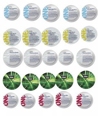 Набор ONE 25 штук : Extreme Ribs ; Super sensitive ; Pleasure dome ; Super Studs ; Glowing SOS324 фото