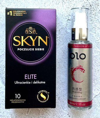 Комплект SKYN Elite 10 шт + Лубрикант зігріваючий OLO 60 мл SOS2320 фото