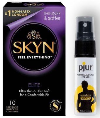 Набор из SKYN Elite 10 шт + Пролонгатор pjur Superhero Spray (20 мл) SOS8918 фото