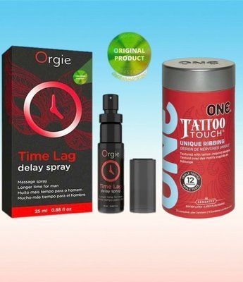 Пролонгатор для мужчин Time Lag, 25 мл. ORGIE+ ONE Tattoo Touch Pack &ndash; 12 шт SOS6672 фото