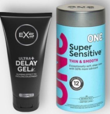 ONE Super Sensitive 12 шт - Пролонгатор EXS Delay Gel Ultra+ 100ml SOS6292 фото