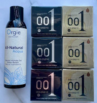 Набір OLO Feeling Ultrathin 001 + OLO Лід і Полум'я 18 штук + Лубрикант ALL-NATURAL Acqua, 150 мл Orgie SOS3770 фото