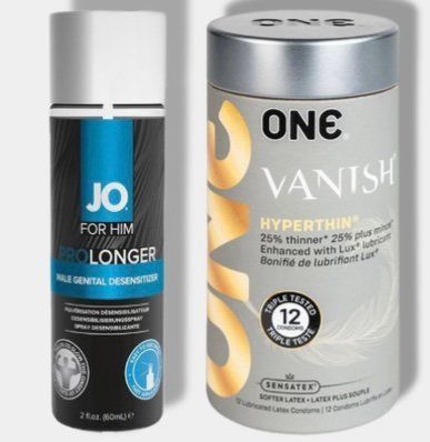 ONE Vanish Hyperthin 12 шт - Пролонгатор JO Prolonger Spray with Benzocaine (60 мл) SOS6042 фото