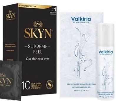 Набор из Skyn ​​Supreme Feel 10 шт + Гель для стимуляции оргазма VALKIRIA Cooling Orgasm Gel (50 мл) от Nuei SOS10278 фото
