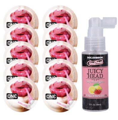 Комплект ONE Bubblegum 10 шт + Doc Johnson GoodHead Juicy Head Pink Lemonade (59 мл) SOS13890 фото