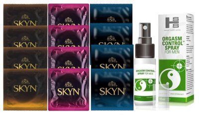 Комплект: Пролонгатор SHS Orgasm Control Spray 15 мл + 8 шт. SKYN + 4 шт. SKYN Extra Lube SOS10882 фото