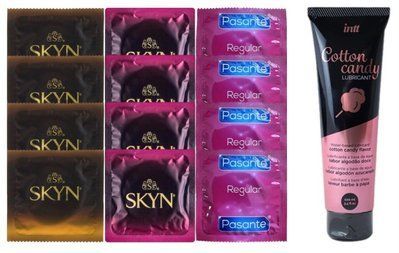 Комплект: Лубрикант Intt Cotton Candy (100мл) + 8 шт. SKYN+4 шт. Pasante Regular SOS10430 фото