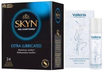 Набор из SKYN Extra Lube (24 шт) + Гель для стимуляции VALKIRIA Cooling Orgasm Gel (50 мл) от Nuei SOS10078 фото