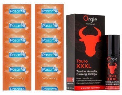 Комплект Pasante Warming 10 шт + TOURO XXXL Cream (15 мл) SOS14391 фото