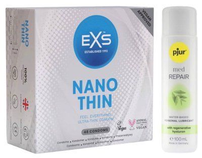 Набір EXS NANO Thin (48 шт) + pjur MED Repair Glide 100 мл SOS13539 фото