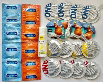Комплект 24 штук ONE Flavor Waves, Studs, Ribs, Classic - PASANTE Cooling, Warming + Лубрикант pjur Woman Vegan 30 мл SOS1469 фото