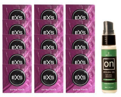 Комплект EXS Extra Thick 15 шт + Sensuva ON Arousal Gel for Her Spearmint SOS14682 фото
