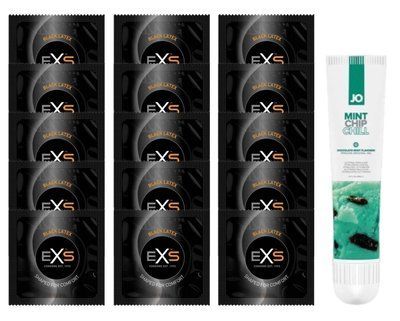 Комплект EXS Black Latex 15 шт + JO Mint Chip Chill 10 мл SOS14638 фото