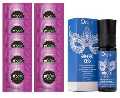 Комплект EXS Extra Safe 10 шт + Orgie Greek Kiss (50 мл) SOS14140 фото