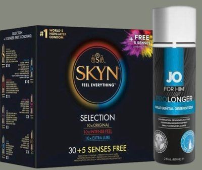 Набор Skyn ​​Selection 30 шт + 5 из 5 Senses + Пролонгировочный спрей System JO Prolonger Spray with Benzocaine (60 мл) SOS4957 фото