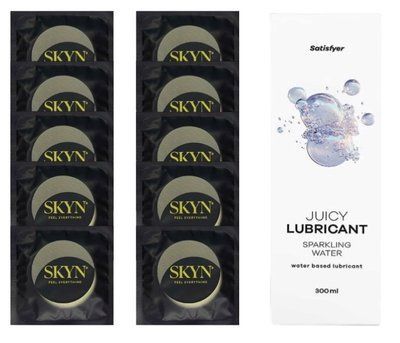 Комплект SKYN Pina Colada 10 шт. + Лубрикант Satisfyer Juicy Lubricant Sparkling Water 300 мл SOS12539 фото