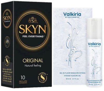Набор из SKYN Original (10 шт) + бальзам вибратор VALKIRIA Cooling Orgasm Gel (50 мл) от Nuei SOS9878 фото