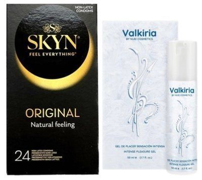Набор из SKYN ORIGINAL 24 шт + Жидкий вибратор VALKIRIA Cooling Orgasm Gel (50 мл) Nuei SOS9978 фото