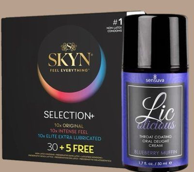 Комплект Skyn ​​Selection 30 шт + 5 из 5 Senses, 35 шт + Гель Sensuva - Lic-o-licious Blueberry Muffin (50 мл) SOS5536 фото