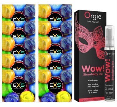EXS BUBBLEGUM 10 шт + Orgie WOW! Strawberry Ice (10 мл) SOS14040 фото