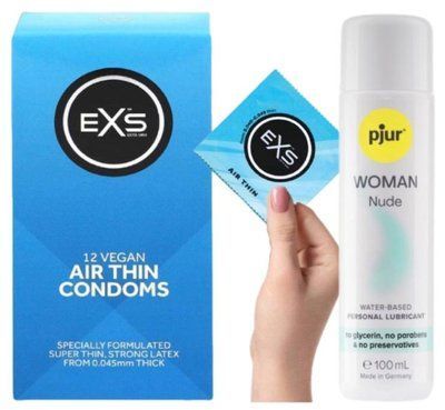 Комплект EXS Air Thin 12 шт + Pjur Woman Nude 100 мл SOS13589 фото