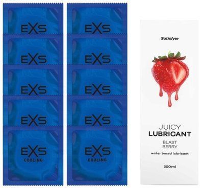 Набір: EXS Cooling 10 шт. + Лубрикант Satisfyer Blast Berry 300 мл SOS11131 фото