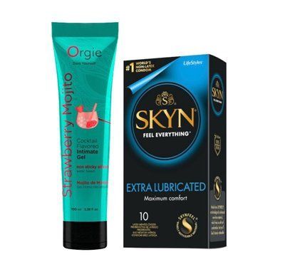 Набір : SKYN Extra Lube &mdash; 10 шт та Лубрикант Orgie Полуничний мохіто &mdash; 100 мл SOS924 фото