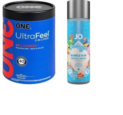 ONE UltraFeel 2-в-1. 40 шт+ Лубрикант на водній основі System JO H2O &mdash; Candy Shop &mdash; Bubblegum (60 мл) SOS6447 фото