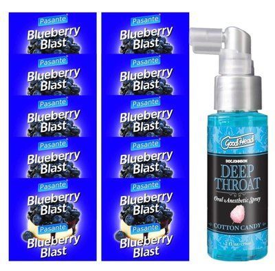 Комплект Pasante Blueberry Blast 10 шт + Doc Johnson GoodHead &ndash; Cotton Candy (59 мл) SOS13940 фото