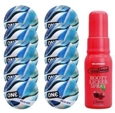 Комплект ONE Fresh Mint 10 шт + Doc Johnson &ndash; Cherry, 29 мл SOS13790 фото