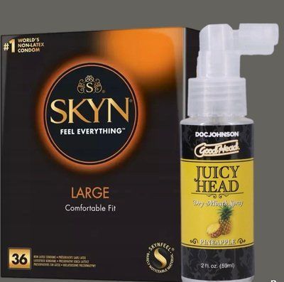 Комплект SKYN Large, 36 шт + Спрей Doc Johnson GoodHead &ndash; Juicy Head Dry Mouth Spray &ndash; Pineapple 59мл SOS5436 фото