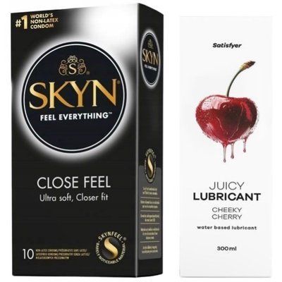 Набор Лубрикант Satisfyer Cheeky Cherry 300мл + SKYN Close Feel 10 шт. SOS12789 фото