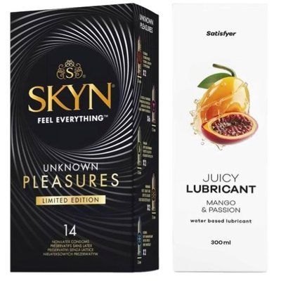 Набор Лубрикант Satisfyer Mango & Passion 300мл + SKYN Unknown Pleasures 14 шт. SOS12839 фото