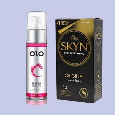Набір SKYN Original 10 шт та Лубрикант зігріваючий OLO 60 мл SOS4369 фото